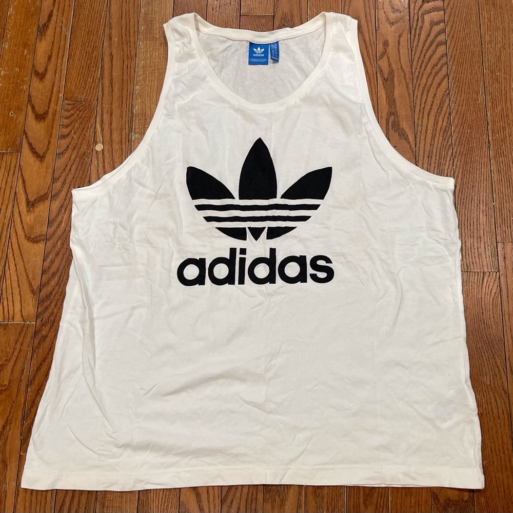 Adidas White Sleeveless Top with Black Trefoil - Picture 9 of 10